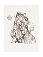 Rosa Unicorn Alfabetet Poster