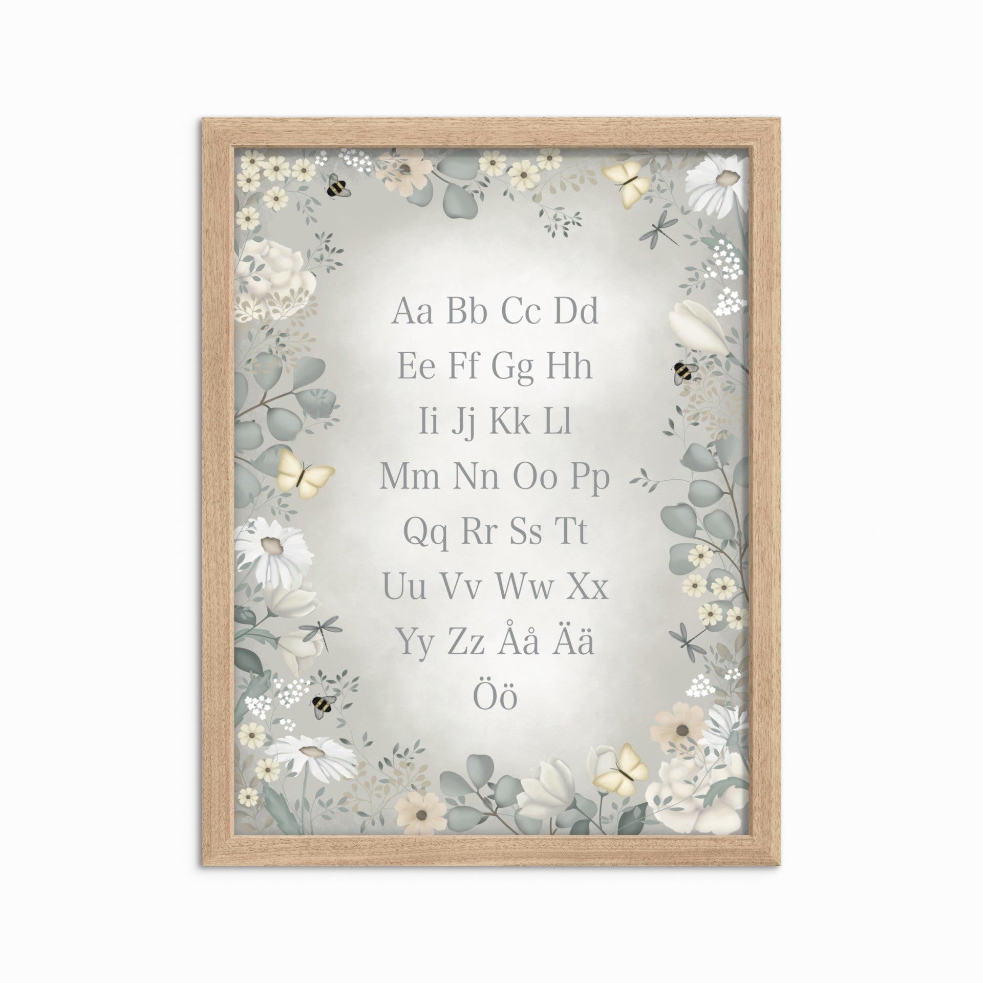 Poster blommor abc alfabetet tavla