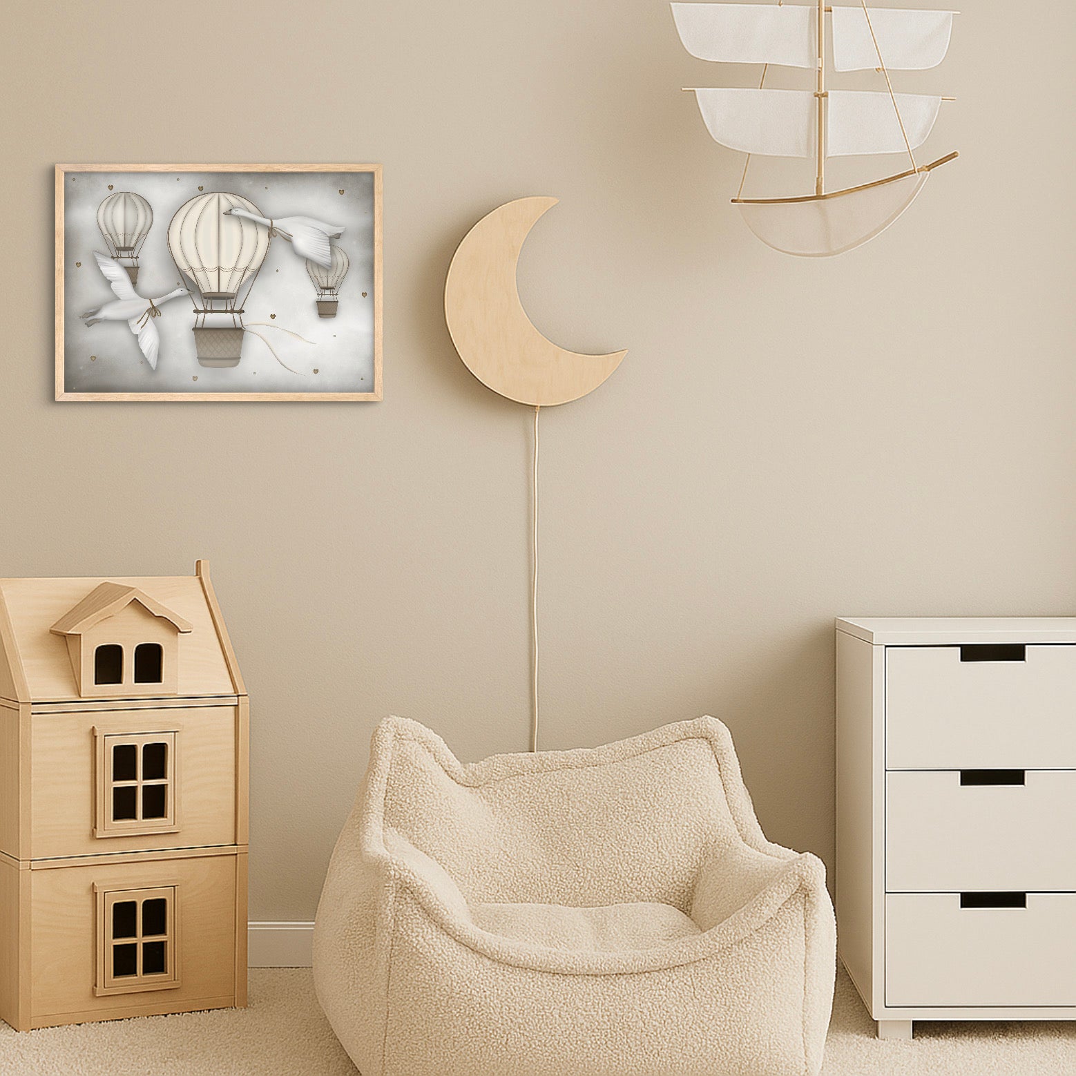 Ballongfärd Med Svanar Poster
