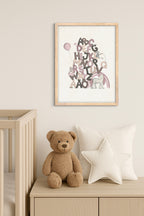 Rosa Unicorn Alfabetet Poster
