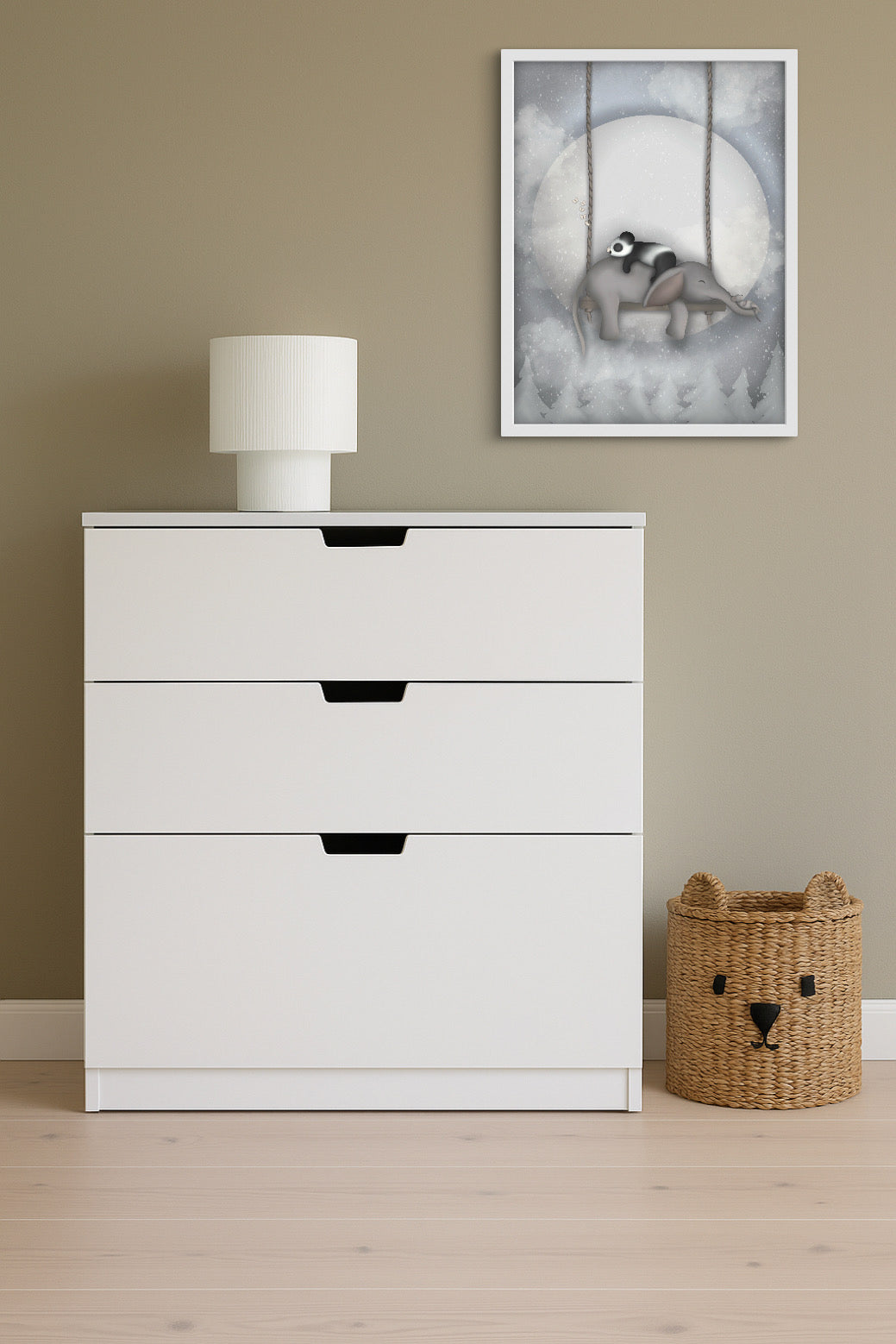 Sovande Panda & Elefant Poster